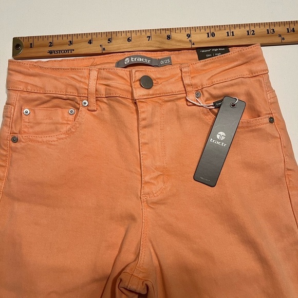 Mona High Rise Tractr Jeans Spanish Vanilla Denim Skinny Crop Fray MSRP $90 (D4) - Picture 4 of 10